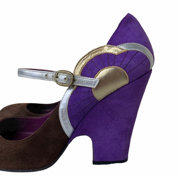 Marc Jacobs Purple Suede Mod Maryjane Wedge Heels - Picture 4 of 11
